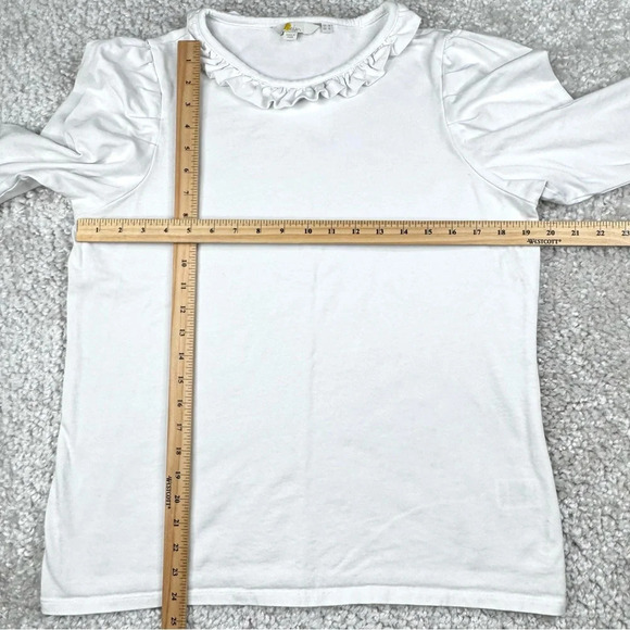 Boden White Ruffle Neck Short Sleeve Cotton Shirt. Gathered Shoulder. US 14 - Picture 6 of 7